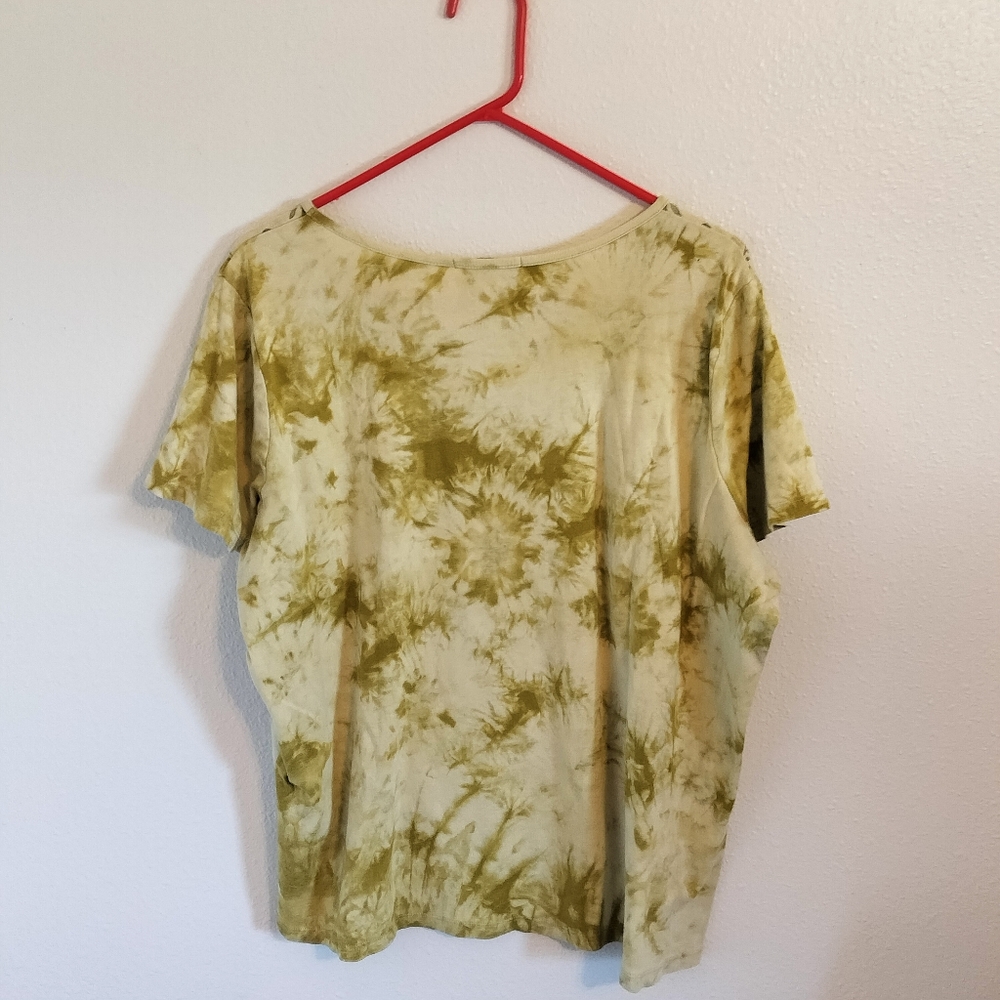 CJ Banks Boho Tie Dye Boho Fairy Grunge Y2K Embellished Green Tshirt Size 2X - Picture 2 of 4